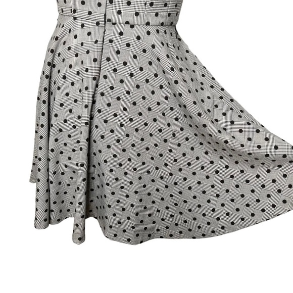 Elle Gray Glen Plaid Polka Dot Houndstooth Fit & Flare Sleeveless Dress - Picture 7 of 14